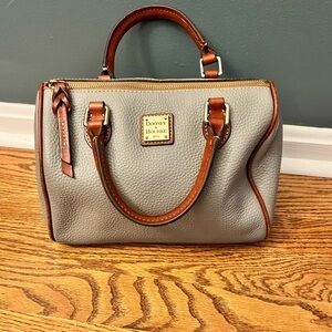 Dooney & Bourke Trudy elephant gray pebbled leather barrel satchel